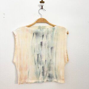 Young Broke and Fabulous Tie Dye Sleeveless Shirt Cream Pastel Blue